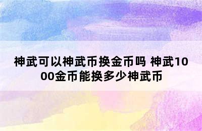 神武可以神武币换金币吗 神武1000金币能换多少神武币